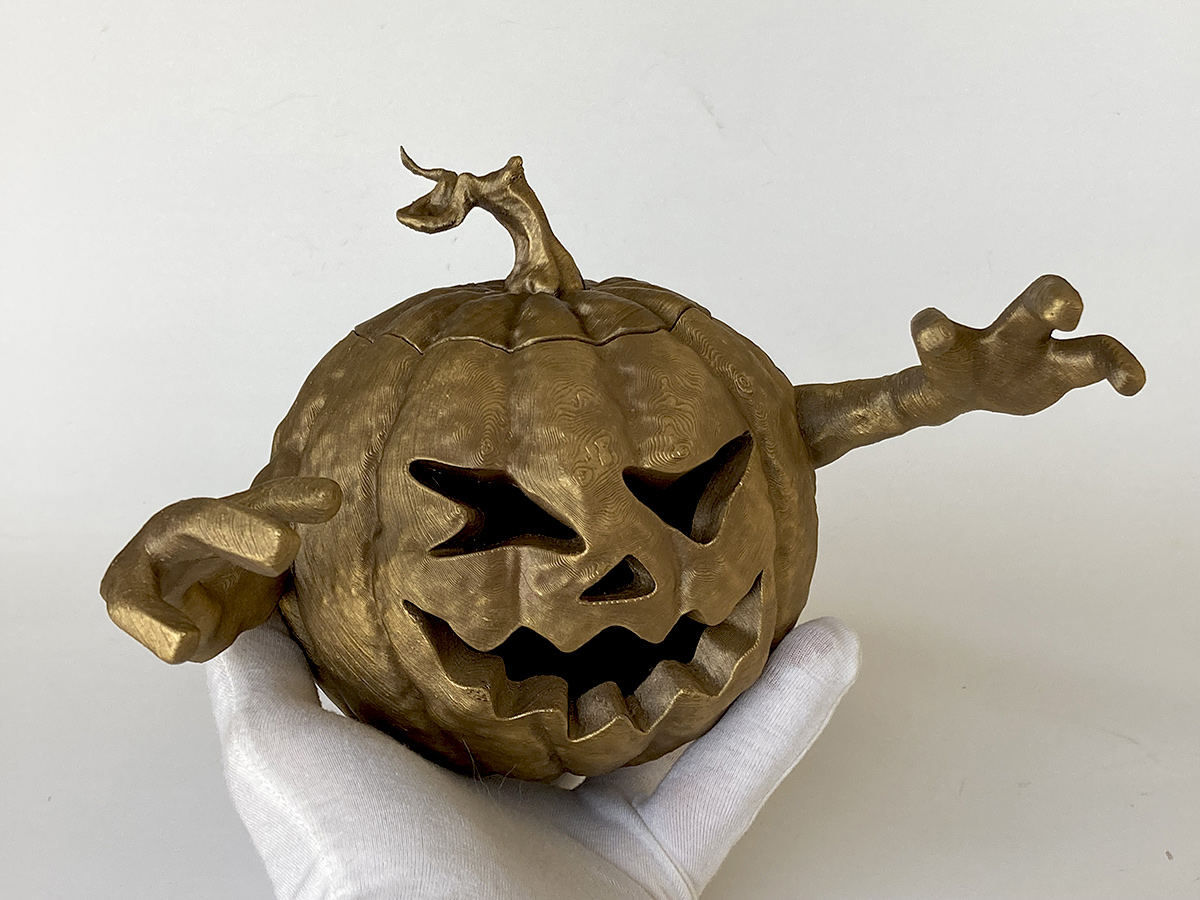 large halloween pumpkin sculpture bronze finish decorative collectible art piece